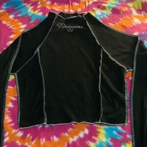 Chic Black Top with White Stitching